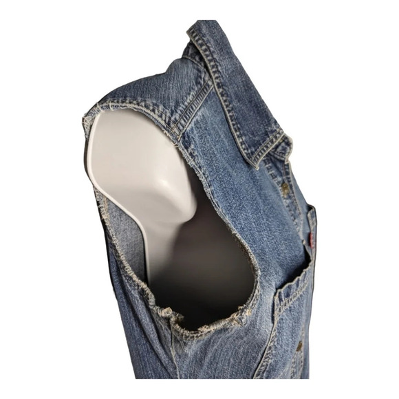 Levi's Strauss & Co. Blue Denim Jean Work Shirt Vest Button Down S - Picture 4 of 9